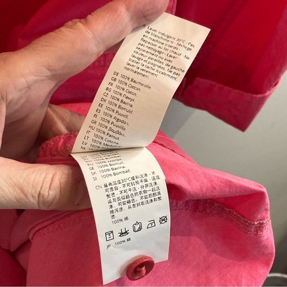 OSKA Sz 2 (Sz 8/10) Hot Pink Pocket Funnel Neck Oversized Buttoned Dress - Picture 5 of 14